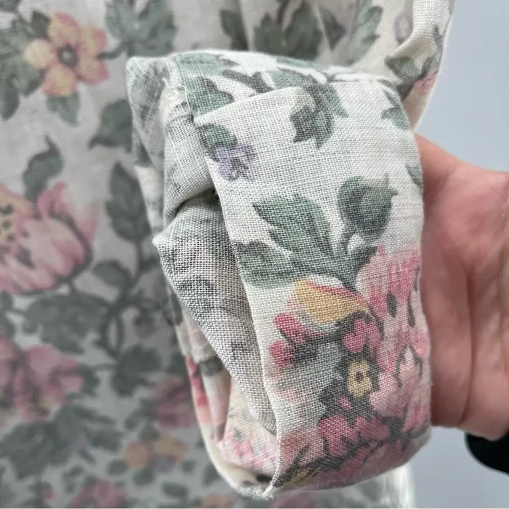 Vintage USA Floral Cottagecore Coastal Grandma Blazer Patch Pockets Size Medium - Picture 7 of 9